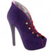 SHOW STORY Glam Purple Red Two Tone Open Toe Platform Stiletto Ankle Bootie Pump