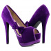 Black/Purple/Red Bow Faux Suede Stiletto Platform High Heel Pumps Party Shoes