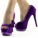 Black/Purple/Red Bow Faux Suede Stiletto Platform High Heel Pumps Party Shoes