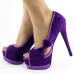 Black/Purple/Red Bow Faux Suede Stiletto Platform High Heel Pumps Party Shoes